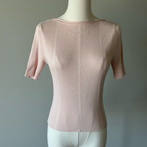 💖 H&M Baby Doll Soft Pink / Deep Round Back / Knit Stretch Soft Viscose Top - M